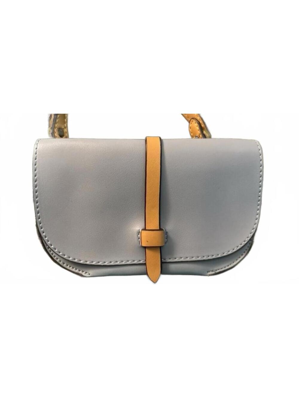 Crossbody Bag Purse Wallet. Pale Blue with Tan Strap. - Picture 3 of 5